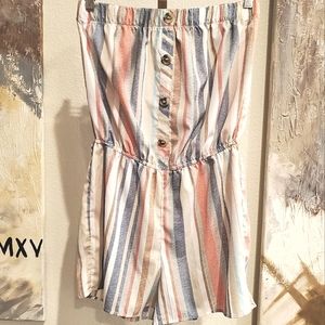 Hint of Blush Multicolor Strapless Tube Jumpsuit Size L